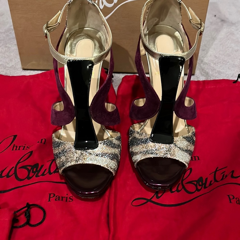 Authentic Christian louboutin oslet 120 sandals heels shoes stilettos size 38